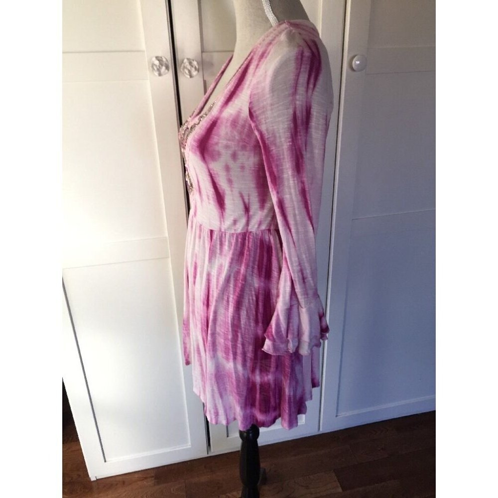 Free People Tie Dye V-neck A-line Tunic Dress - Picture 6 of 8